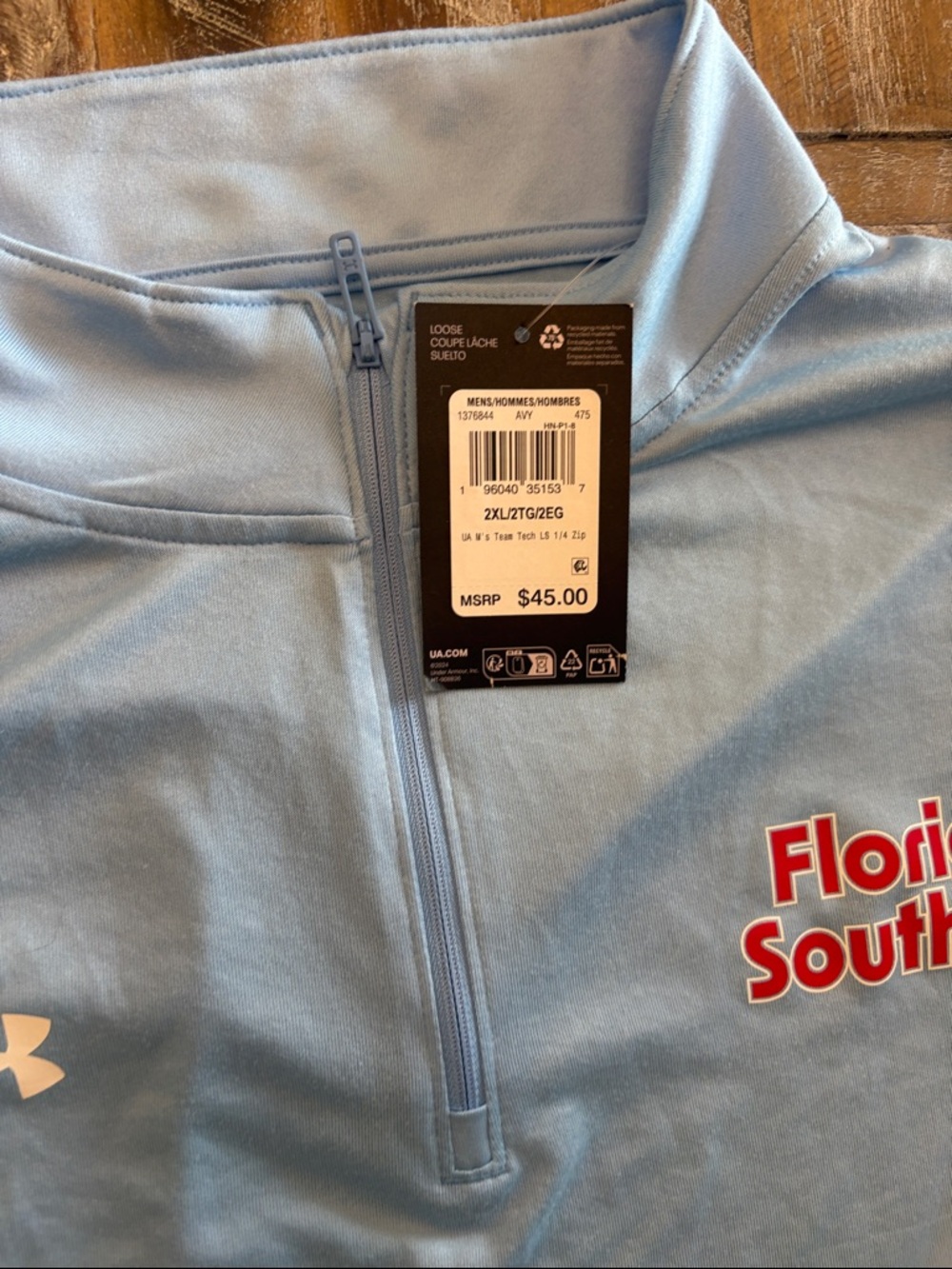 NWT Under Armour Light Blue Florida Southern Quarter-Zip XXL - Picture 4 of 6
